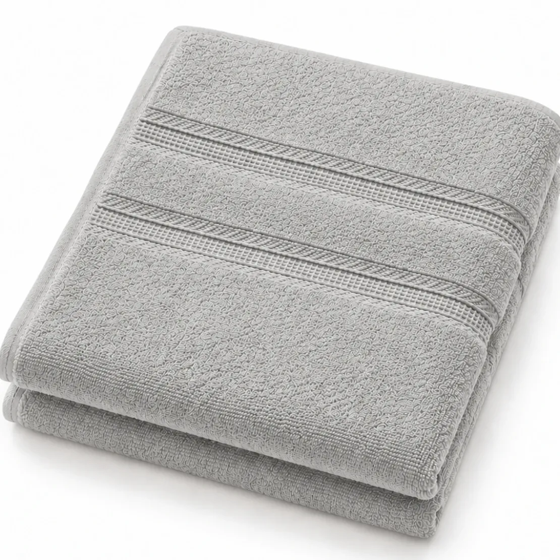 3S. x TertioLot de 2 serviettes de bain en coton éponge 600 gm² -gris perle