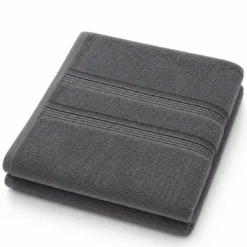 3S. x TertioLot de 2 serviettes de bain en coton éponge 600 gm² - anthracite