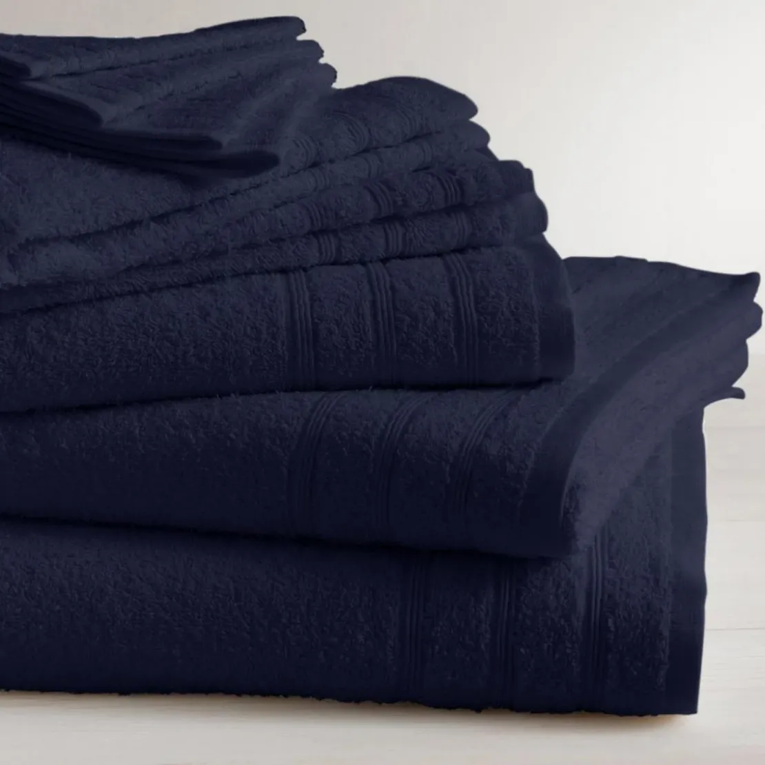 3S. x TertioLot de 2 serviettes invité en en coton éponge 600 gm² - bleu indigo