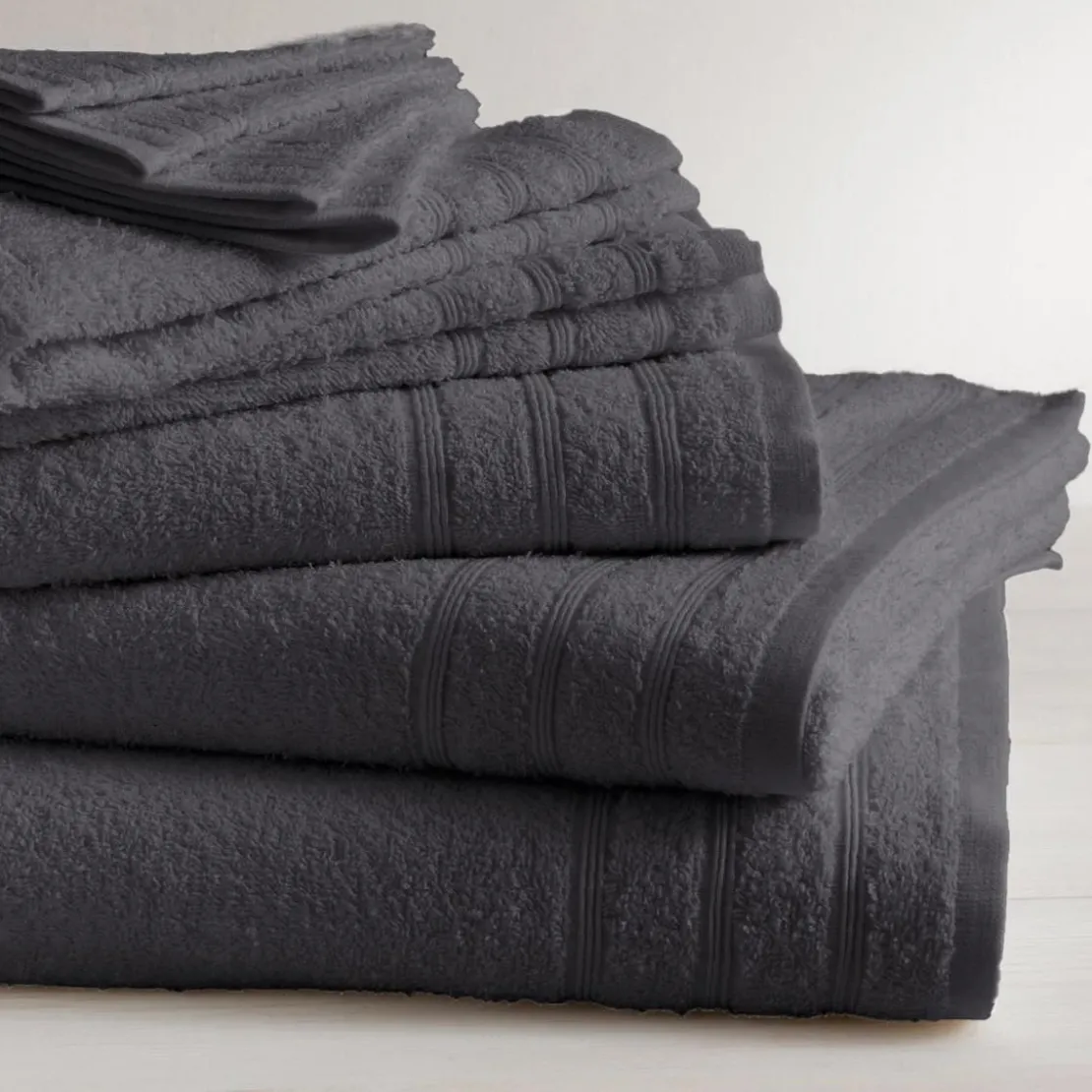 3S. x TertioLot de 2 serviettes invité en coton éponge 600 gm² - anthracite