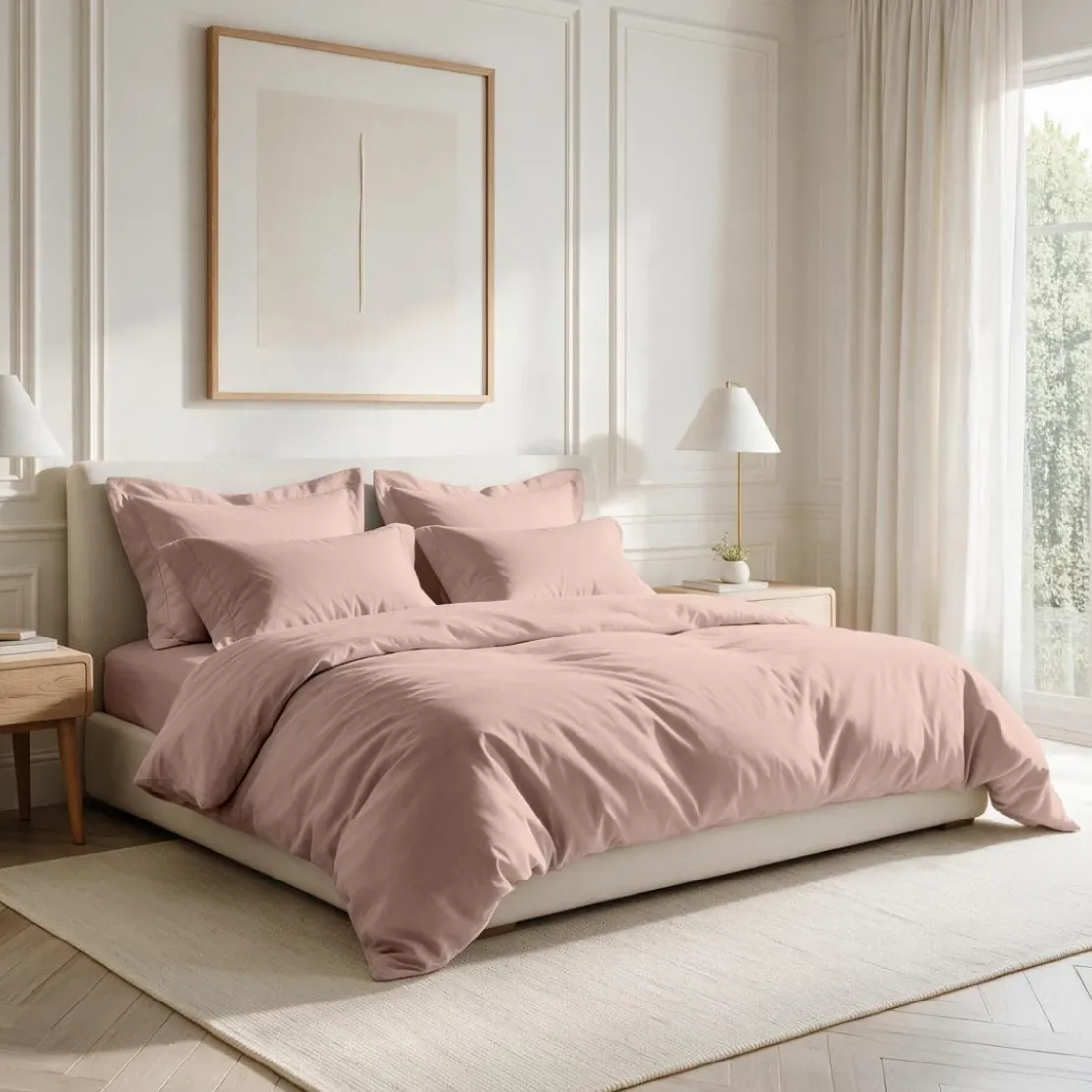 3S. x TertioParure Percale coton - Beige - Rosé