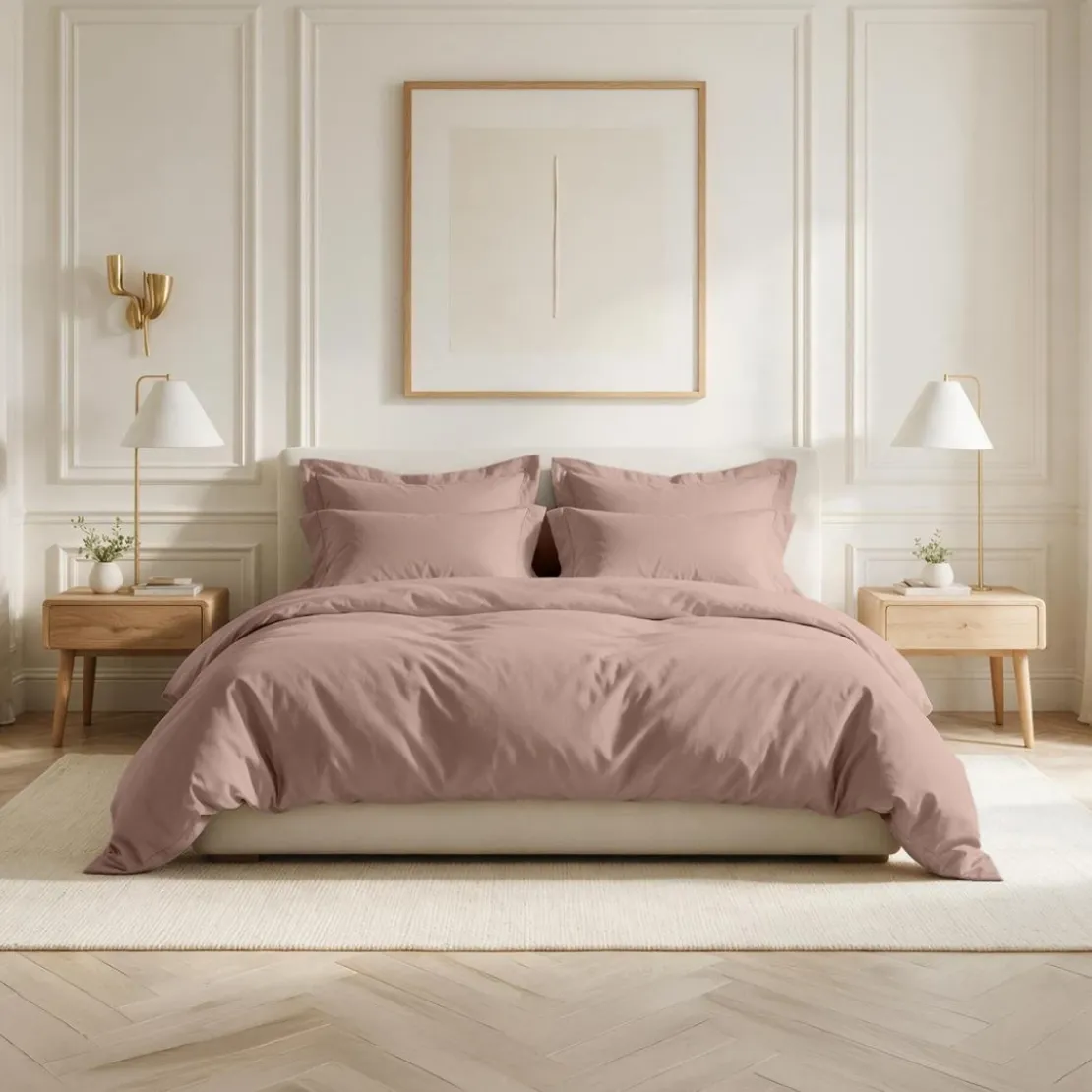 3S. x TertioParure Percale coton - Beige - Rosé