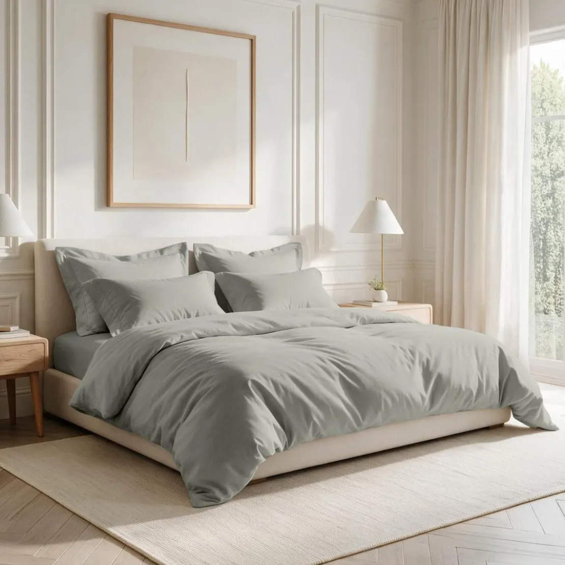 3S. x TertioParure Percale coton - Gris Perle