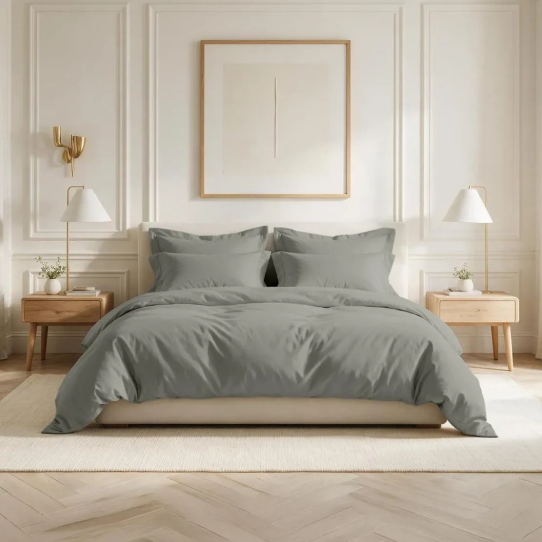 3S. x TertioParure Percale coton - Gris Perle