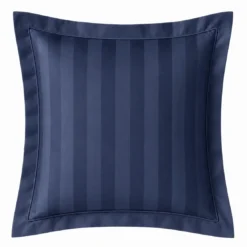 3S. x TertioParure Satin de coton 2 faces uni / rayé - Bleu indigo