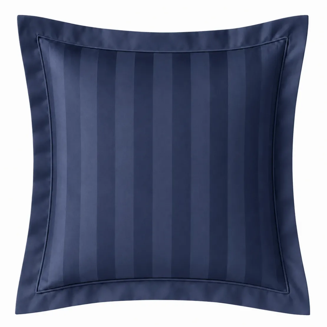 3S. x TertioParure Satin de coton 2 faces uni / rayé - Bleu indigo