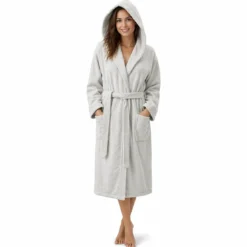 3S. x TertioPeignoir à capuche en coton éponge 470 gm² - gris perle