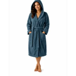 3S. x TertioPeignoir à capuche en coton éponge 470 gm² -Bleu orage