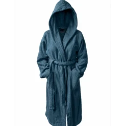 3S. x TertioPeignoir à capuche en coton éponge 470 gm² -Bleu orage