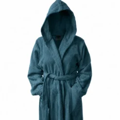 3S. x TertioPeignoir à capuche en coton éponge 470 gm² -Bleu orage