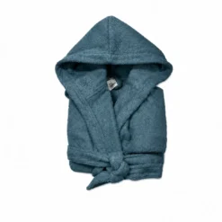 3S. x TertioPeignoir à capuche en coton éponge 470 gm² -Bleu orage
