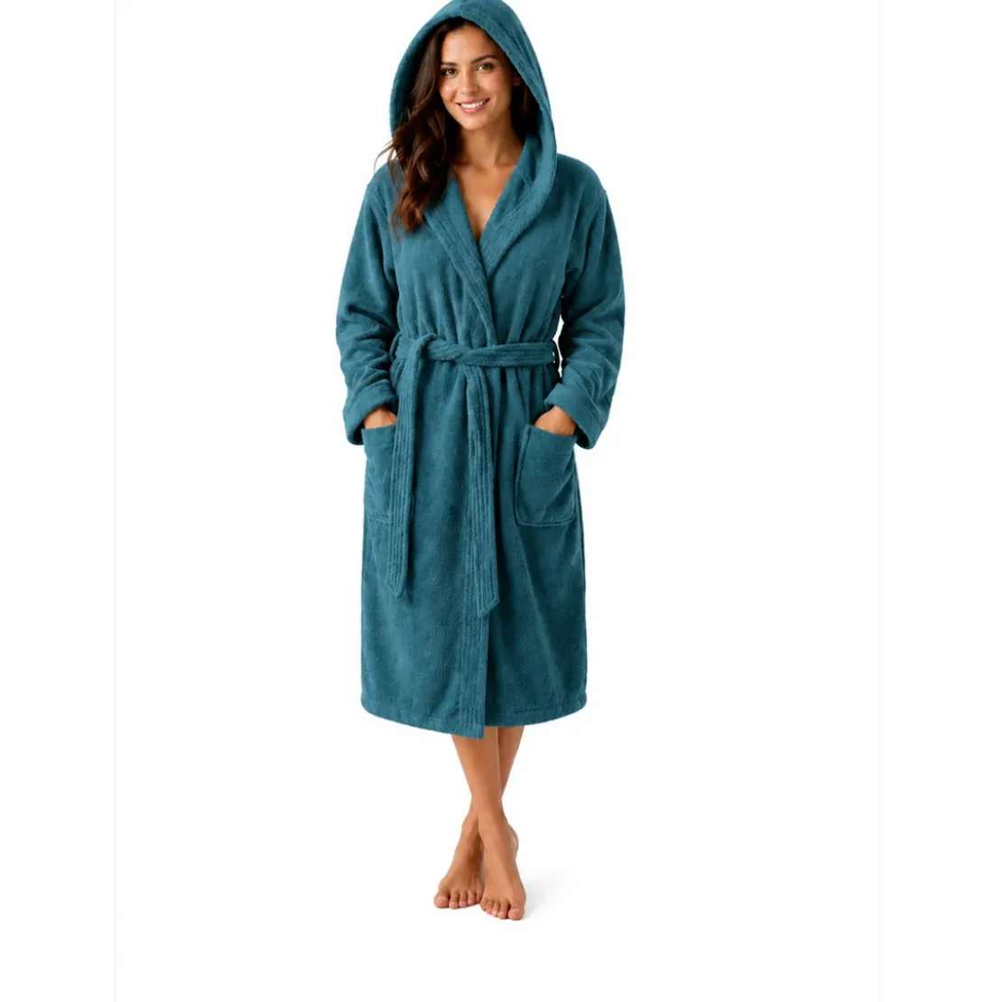 3S. x TertioPeignoir à Capuche en coton éponge 470 gm²- Bleu Indigo
