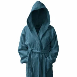 3S. x TertioPeignoir à Capuche en coton éponge 470 gm²- Bleu Indigo