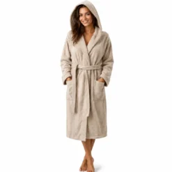 3S. x TertioPeignoir à capuche en coton éponge 470 gm² - beige ficelle