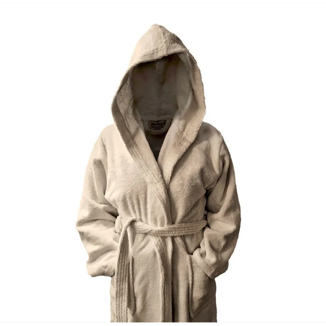 3S. x TertioPeignoir à capuche en coton éponge 470 gm² - beige ficelle