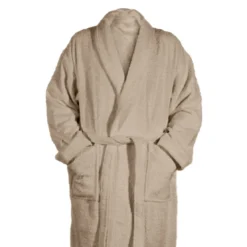 3S. x TertioPeignoir à Col Chale en coton éponge 450 m²- Beige Ficelle