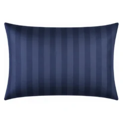 3S. x TertioTaie d'oreiller ou de traversin satin de coton 2 faces uni / rayé - Bleu - Indigo