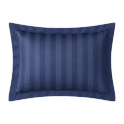 3S. x TertioTaie d'oreiller ou de traversin satin de coton 2 faces uni / rayé - Bleu - Indigo