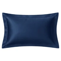 3S. x TertioTaie d'oreiller ou de traversin satin de coton 2 faces uni / rayé - Bleu - Indigo