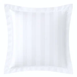 3S. x TertioTaie d'oreiller ou de traversin satin de coton 2 faces uni / rayé - Blanc