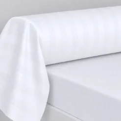 3S. x TertioTaie d'oreiller ou de traversin satin de coton 2 faces uni / rayé - Blanc