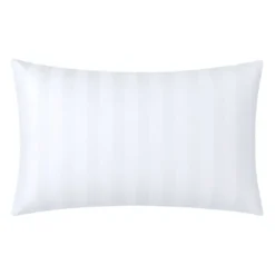 3S. x TertioTaie d'oreiller ou de traversin satin de coton 2 faces uni / rayé - Blanc