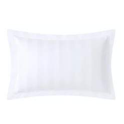 3S. x TertioTaie d'oreiller ou de traversin satin de coton 2 faces uni / rayé - Blanc