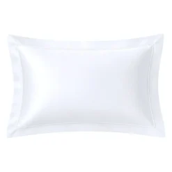 3S. x TertioTaie d'oreiller ou de traversin satin de coton 2 faces uni / rayé - Blanc