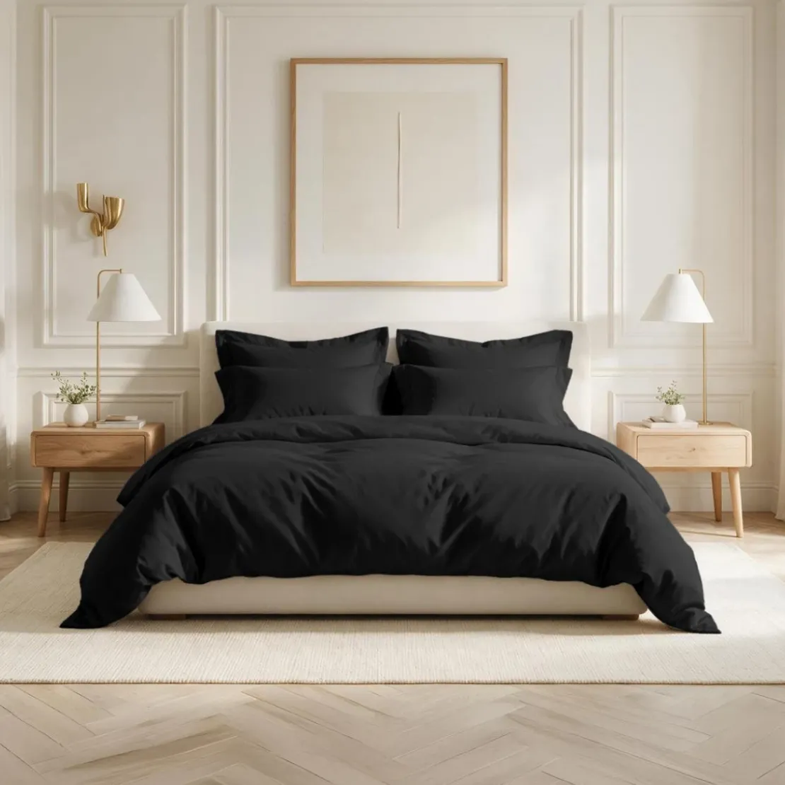 3S. x TertioTaie d'oreiller ou de traversin en percale de coton - Noir