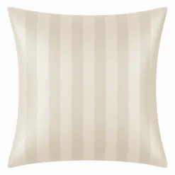 3S. x TertioTaie d'oreiller ou de traversin satin de coton 2 faces uni / rayé - Beige - Ecru
