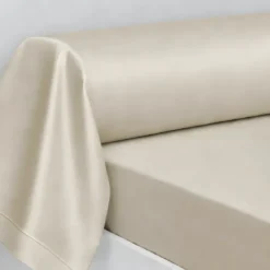 3S. x TertioTaie d'oreiller ou de traversin satin de coton 2 faces uni / rayé - Beige - Ecru