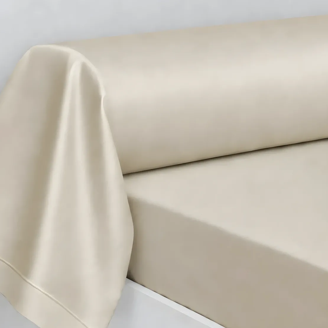 3S. x TertioTaie d'oreiller ou de traversin satin de coton 2 faces uni / rayé - Beige - Ecru
