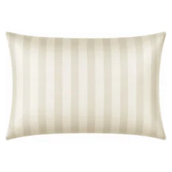 3S. x TertioTaie d'oreiller ou de traversin satin de coton 2 faces uni / rayé - Beige - Ecru