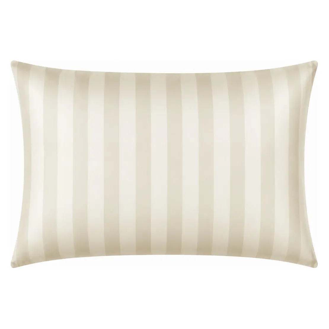 3S. x TertioTaie d'oreiller ou de traversin satin de coton 2 faces uni / rayé - Beige - Ecru
