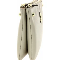 Ted Lapidus MaroquineriePochette Gaëtane Cuir - Bandoulière Amovible Mastic gris
