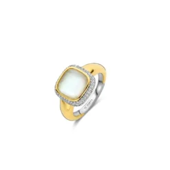 Ti SentoBague Ti Sento - 12330MWArgent Doré Et Doublé Nacre Carré Serti D'Oxydes De Zirconium