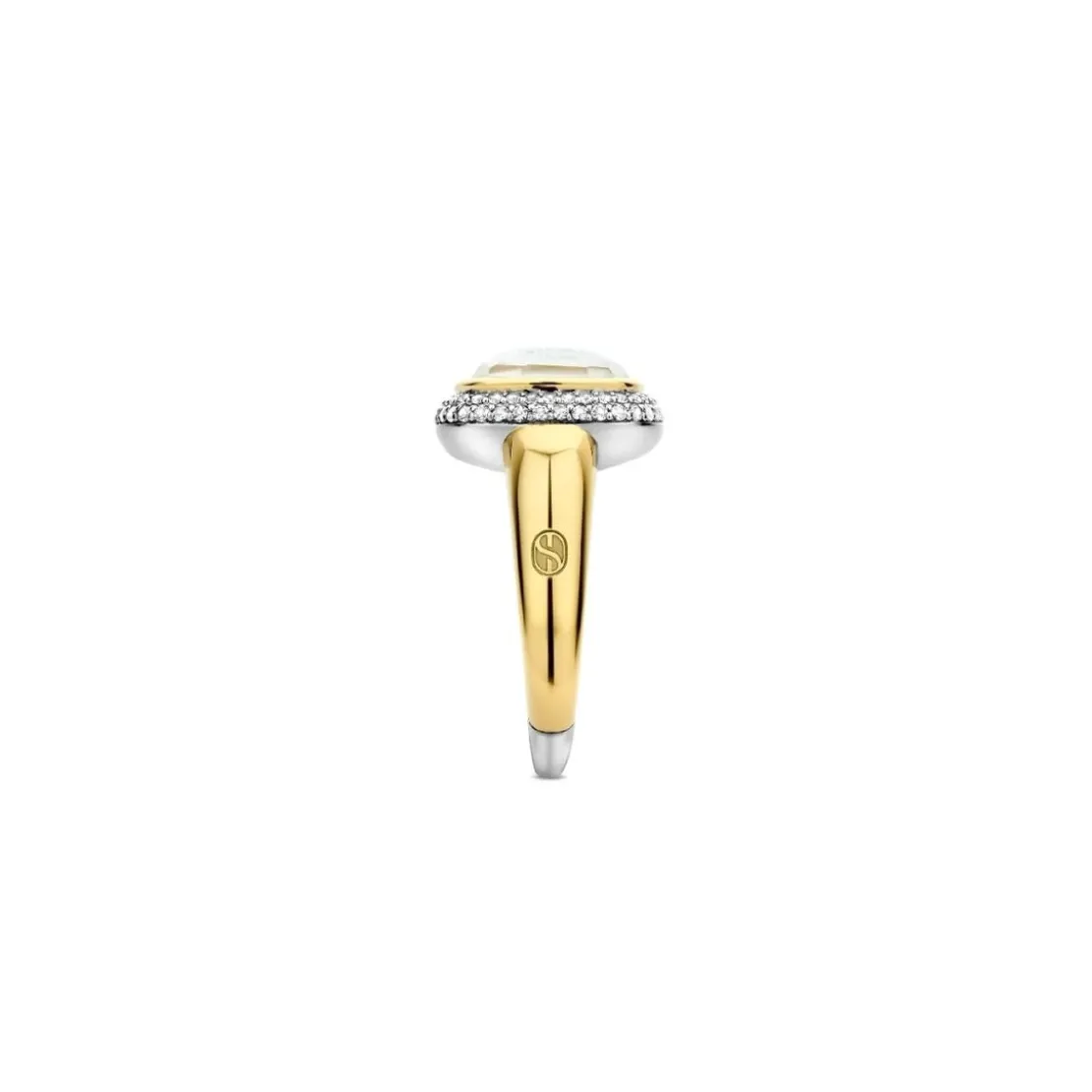 Ti SentoBague Ti Sento - 12330MWArgent Doré Et Doublé Nacre Carré Serti D'Oxydes De Zirconium