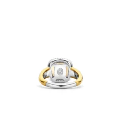 Ti SentoBague Ti Sento - 12330MWArgent Doré Et Doublé Nacre Carré Serti D'Oxydes De Zirconium