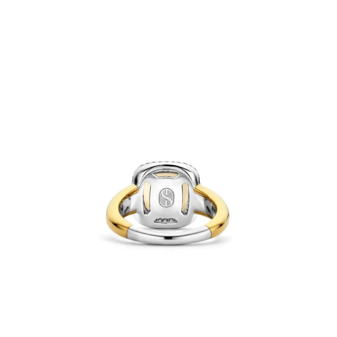 Ti SentoBague Ti Sento - 12330MWArgent Doré Et Doublé Nacre Carré Serti D'Oxydes De Zirconium