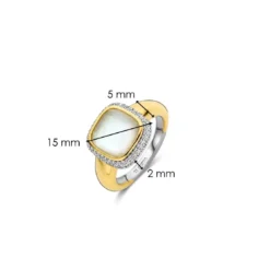 Ti SentoBague Ti Sento - 12330MWArgent Doré Et Doublé Nacre Carré Serti D'Oxydes De Zirconium