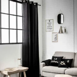 TodayRideau à Œillets 140 x 240 cm Coton imprime Gold Is Black