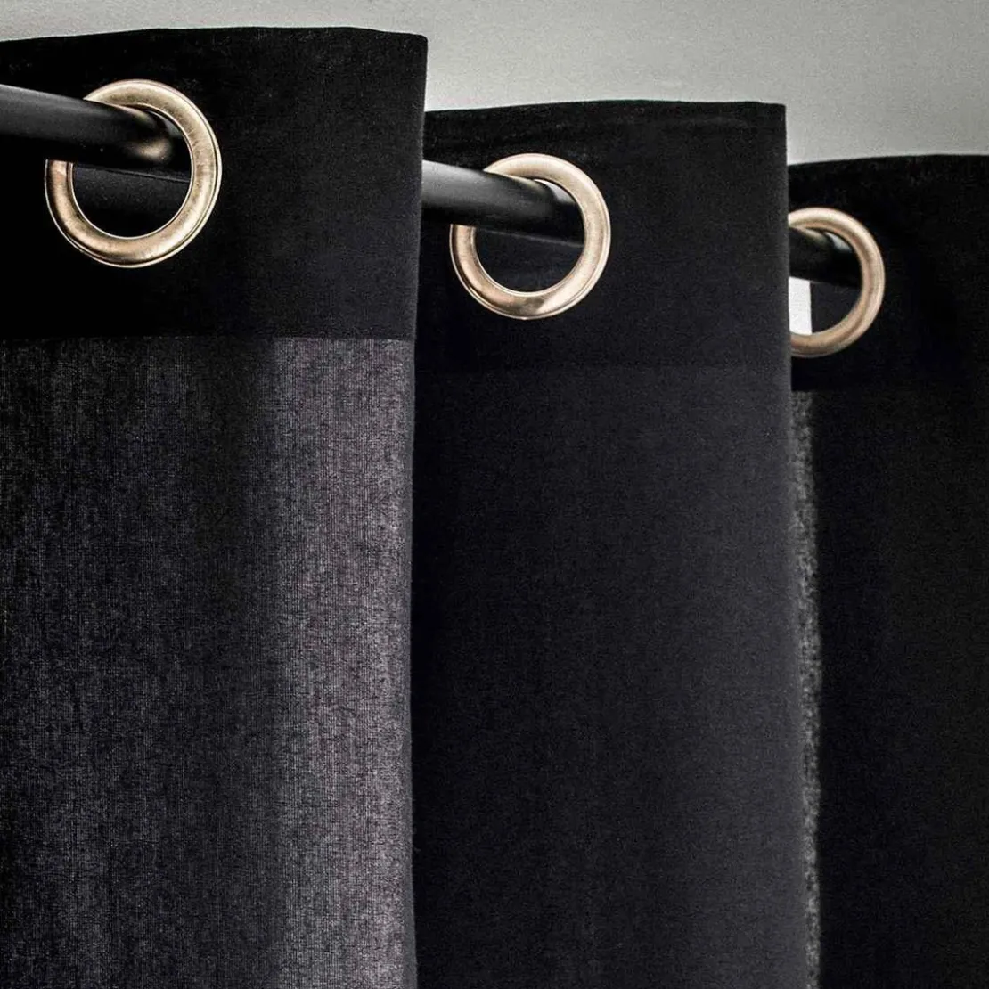 TodayRideau à Œillets 140 x 240 cm Coton imprime Gold Is Black