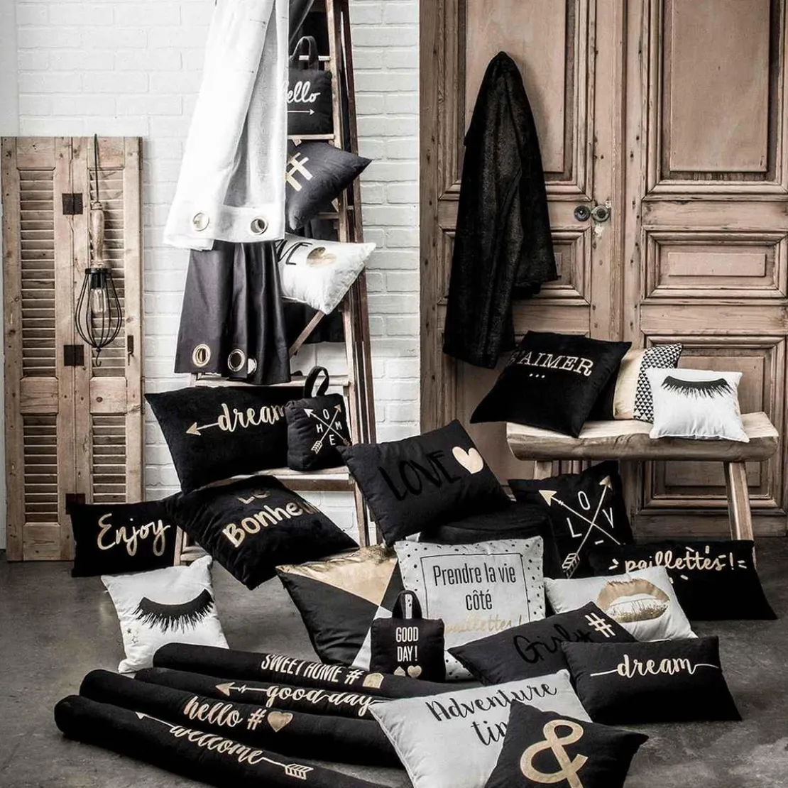 TodayRideau à Œillets 140 x 240 cm Coton imprime Gold Is Black