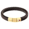 Tommy Hilfiger MontresBracelet Femme Tommy Hilfiger Round Braided - 2790671 Acier, Cuir Doré, Marron