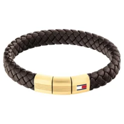 Tommy Hilfiger MontresBracelet Femme Tommy Hilfiger Round Braided - 2790671 Acier, Cuir Doré, Marron