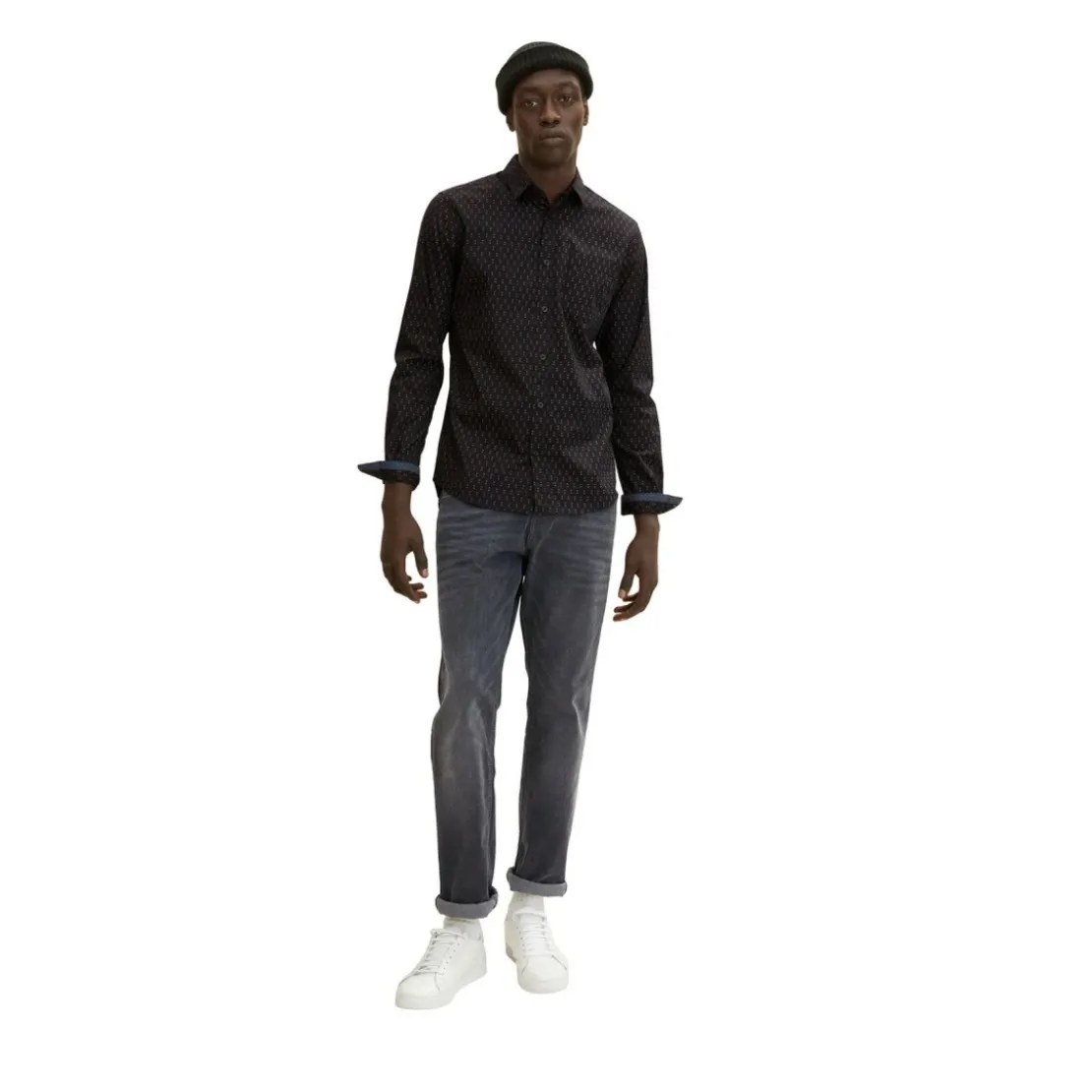 Tom TailorChemise noire imprimée en coton