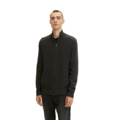 Tom TailorPull Noir zippé en coton