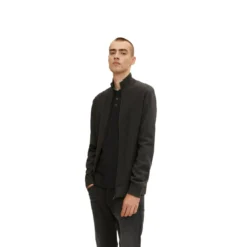 Tom TailorPull Noir zippé en coton