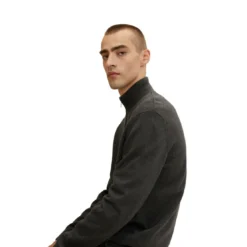 Tom TailorPull Noir zippé en coton