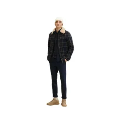 Tom TailorVeste à carreaux col sherpa - Bleue